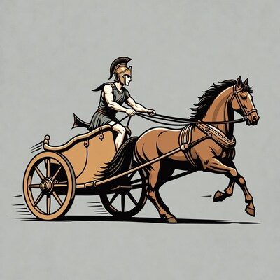 Ancient Greek warrior chariot horse