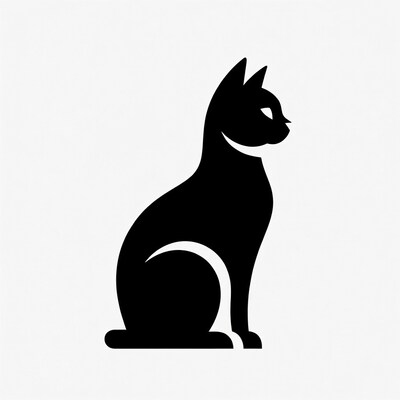 Black silhouette cat sitting