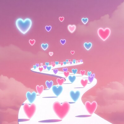 Heart-Shaped Path in Pink Sky