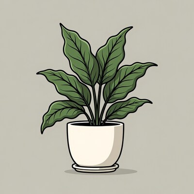 Potted Philodendron Plant Illustration