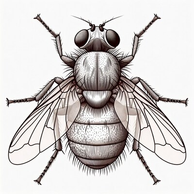 Detailed housefly illustration