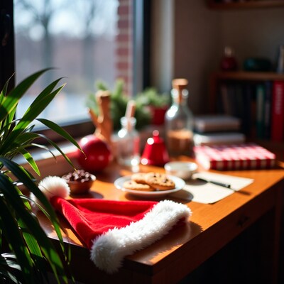 Santa Hat on Christmas Table