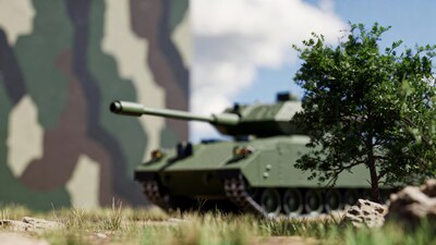 Green Camouflage Tank in Grassy Field