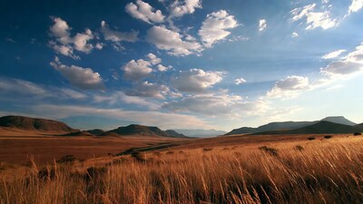 Golden Grass Valley with Mountains