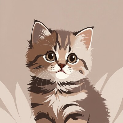 Cute tabby kitten illustration