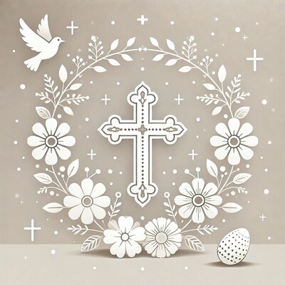 Paper-cut Cross with Dove and Easter Egg
