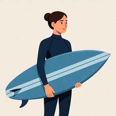 Woman holding surfboard