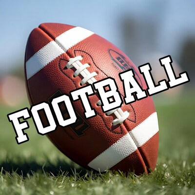 Football on Grass with Text