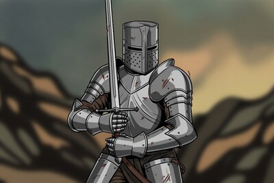 Knight Holding Sword Illustration