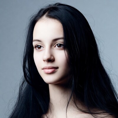 Young woman with long black hair