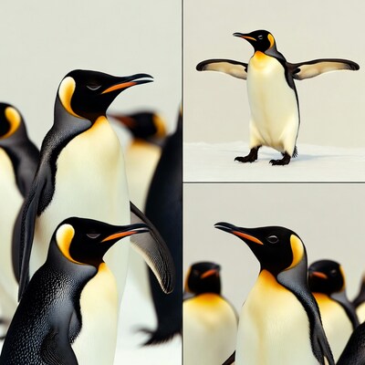 King Penguins on White Background