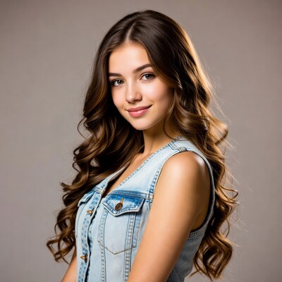 Young woman in denim vest smiling