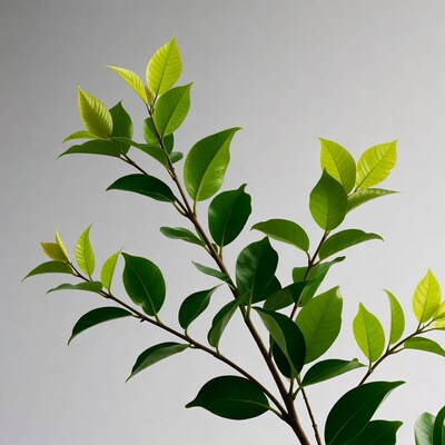Green plant branch with leaves
