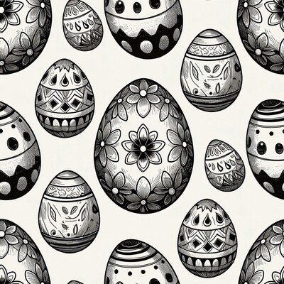 Decorated Easter Eggs Pattern Illustration