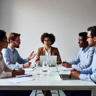 Diverse team in business meeting