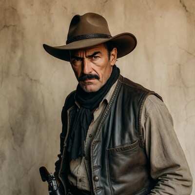 Cowboy holding revolver