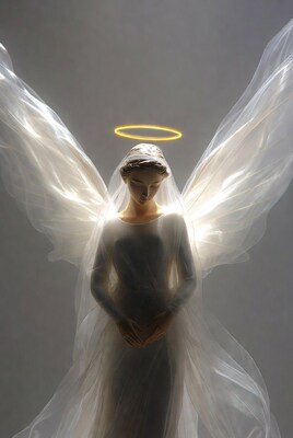 Angel Woman with Wings and Halo
