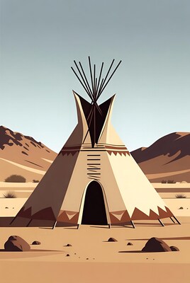 Teepee in desert mountains