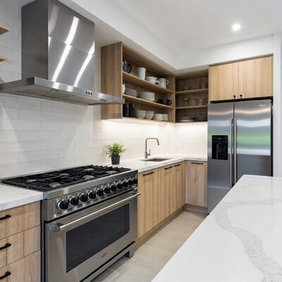 Modern Oak Kitchen with Stainless Appliances