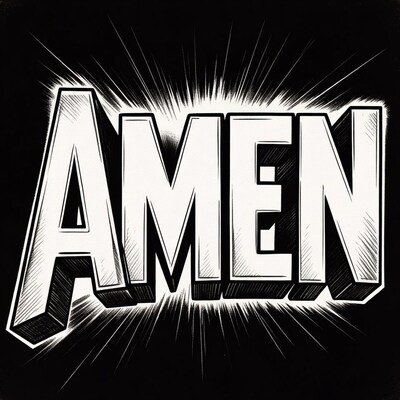 Bold Amen Text with Radiating Rays