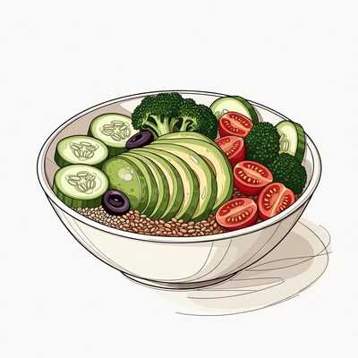 Vibrant Veggie Buddha Bowl Illustration