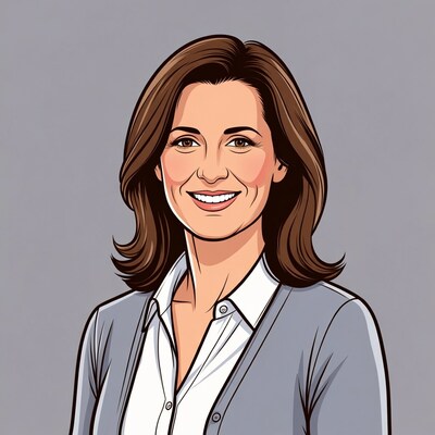 Smiling woman in gray cardigan