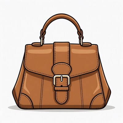 Brown Leather Handbag Illustration