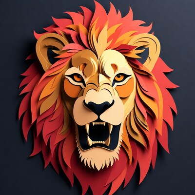 Roaring Lion Paper Cutout