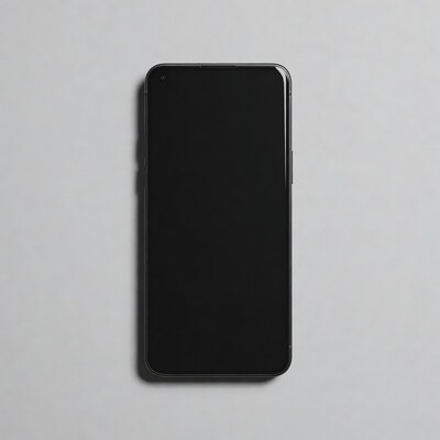 Black smartphone on gray background