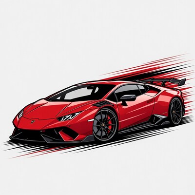Red Lamborghini Huracan Performante Illustration