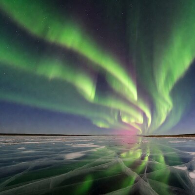 Northern Lights over Frozen Lake