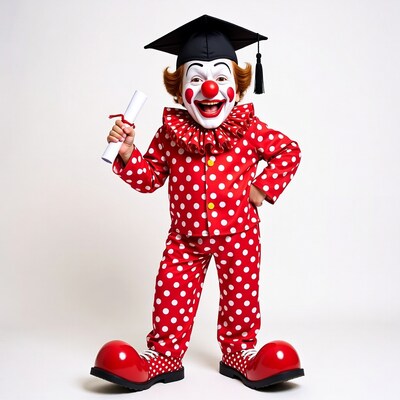 Graduation Clown Holding Diploma