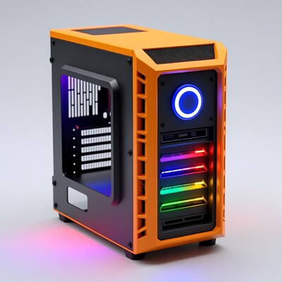 Orange Gaming PC with RGB Lights