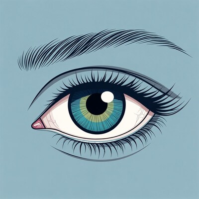 Illustrated Green Eye with Lashes