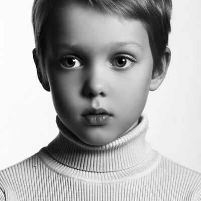 Boy in turtleneck close-up portrait