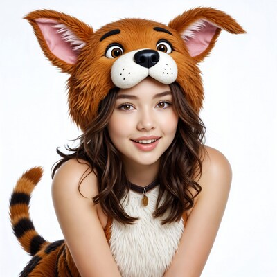 Asian girl in fox costume