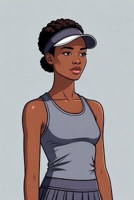 African-American woman in tennis outfit