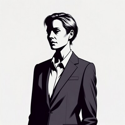 Woman in suit silhouette illustration