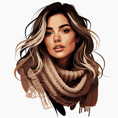 Woman with balayage hair in scarf