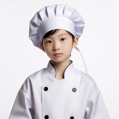 Asian boy in chef uniform