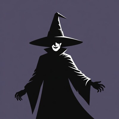 Smiling Witch Silhouette Illustration