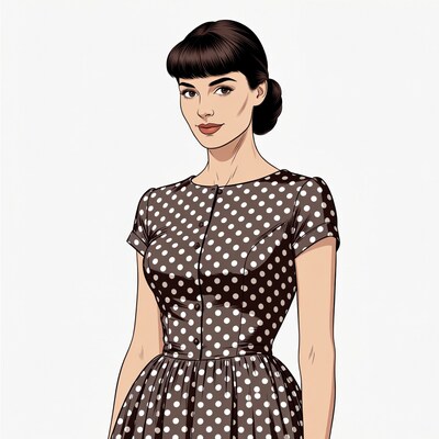 Woman in polka dot dress illustration