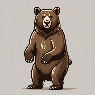 Standing Grizzly Bear Illustration