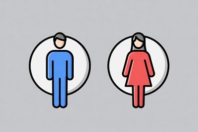 Blue man and red woman icons