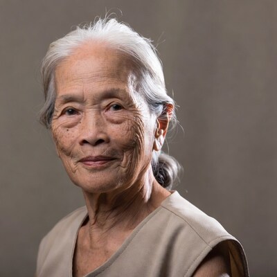 Elderly Asian woman smiling