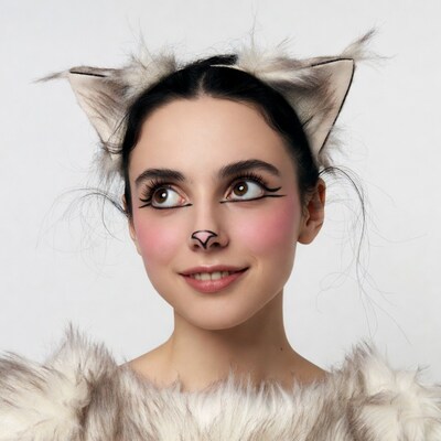 Woman in cat costume with whiskers