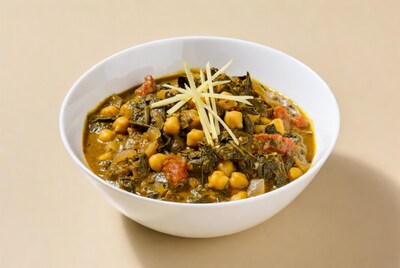 Chana Spinach Curry in White Bowl