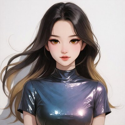 Anime girl with long black hair