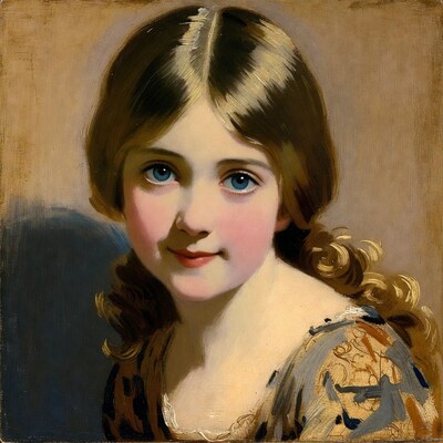 Girl with blue eyes and curls