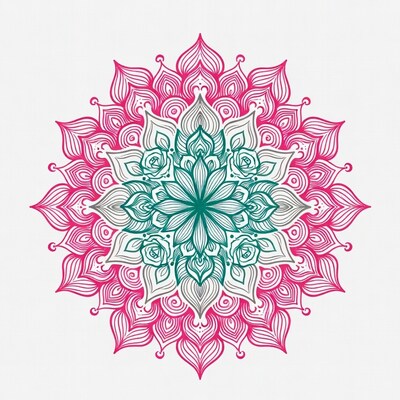 Pink and Teal Mandala Illustration